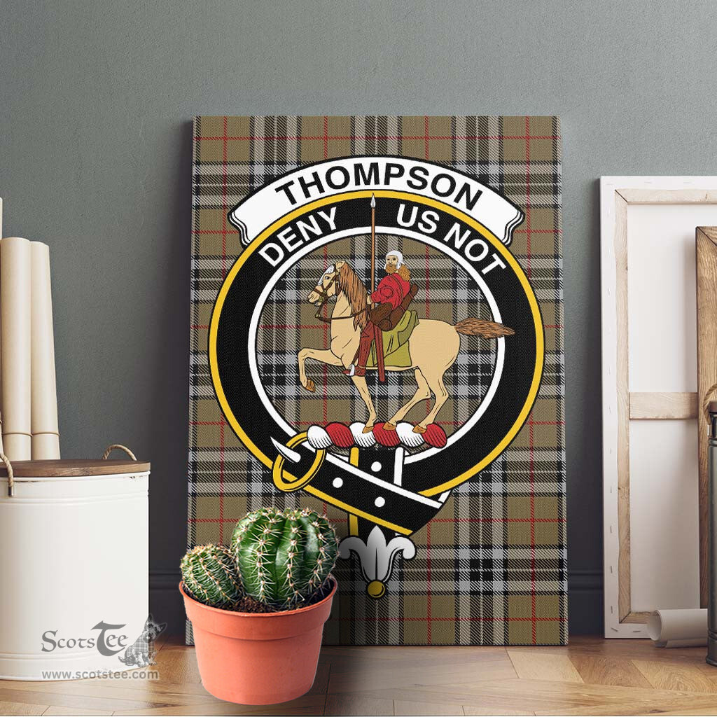 ScotsTee Shop Scottish Thompson Society Camel Clan Crest Tartan Framed Canvas Print Wall Art