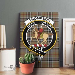 ScotsTee Shop Scottish Thompson Society Camel Clan Crest Tartan Framed Canvas Print Wall Art