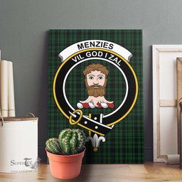 ScotsTee Shop Scottish Menzies Green Clan Crest Tartan Framed Canvas Print Wall Art