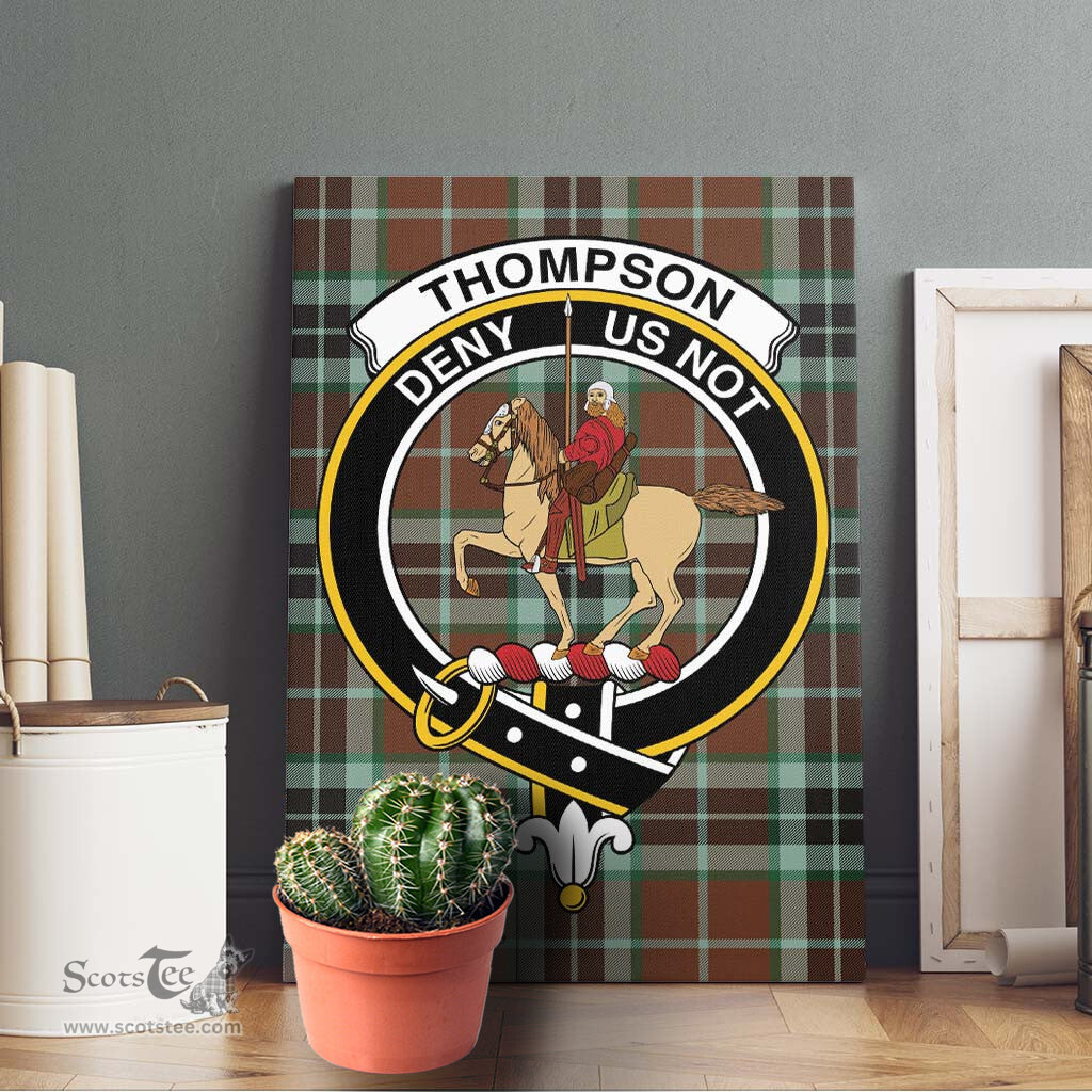 ScotsTee Shop Scottish Thompson Society Hunting Modern Clan Crest Tartan Framed Canvas Print Wall Art