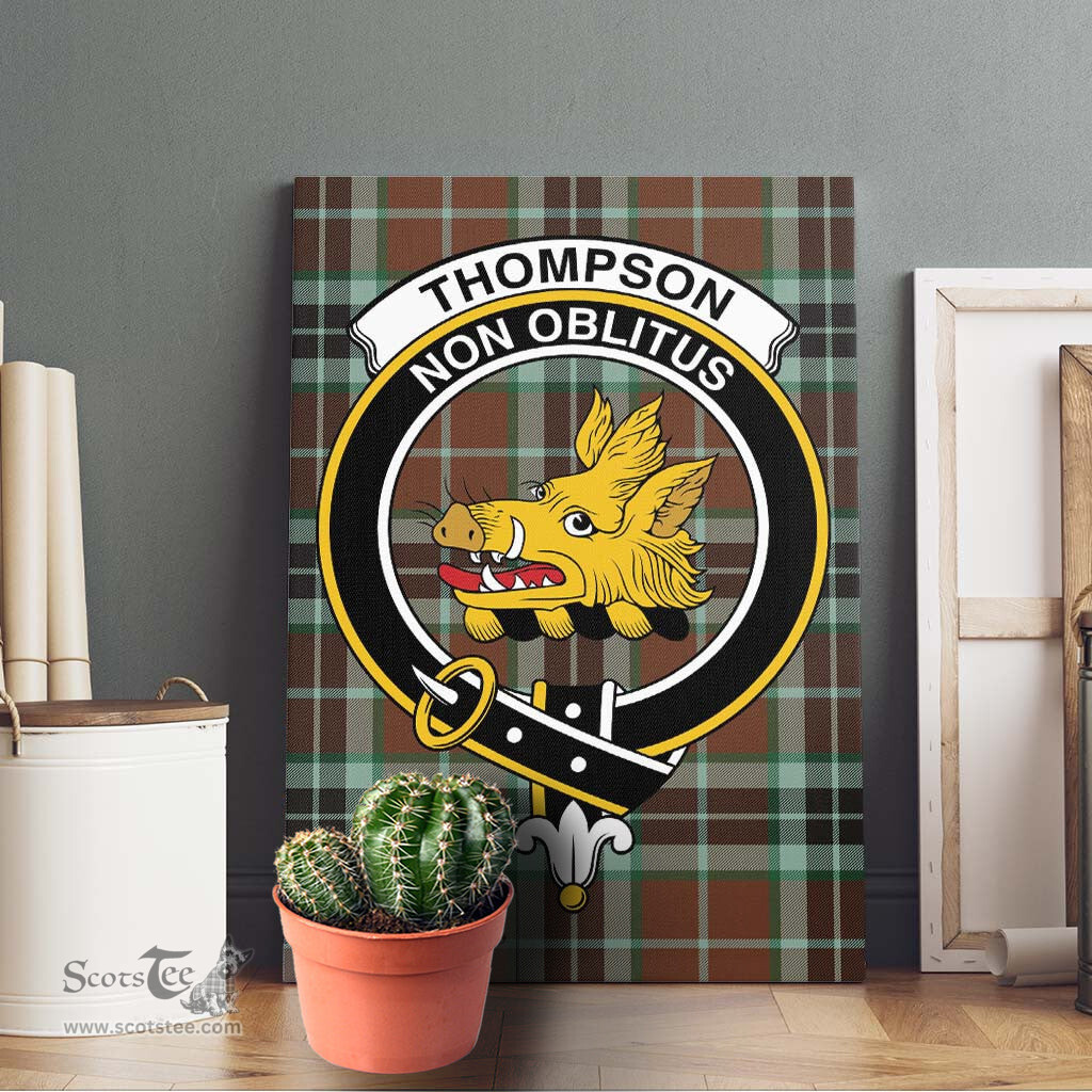 ScotsTee Shop Scottish Thompson Hunting Modern Clan Crest Tartan Framed Canvas Print Wall Art