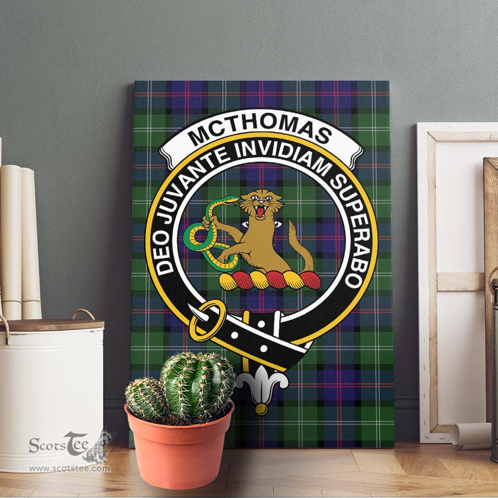 ScotsTee Shop Scottish McThomas Modern Clan Crest Tartan Framed Canvas Print Wall Art
