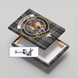 ScotsTee Shop Scottish Thompson Society Grey Clan Crest Tartan Framed Canvas Print Wall Art