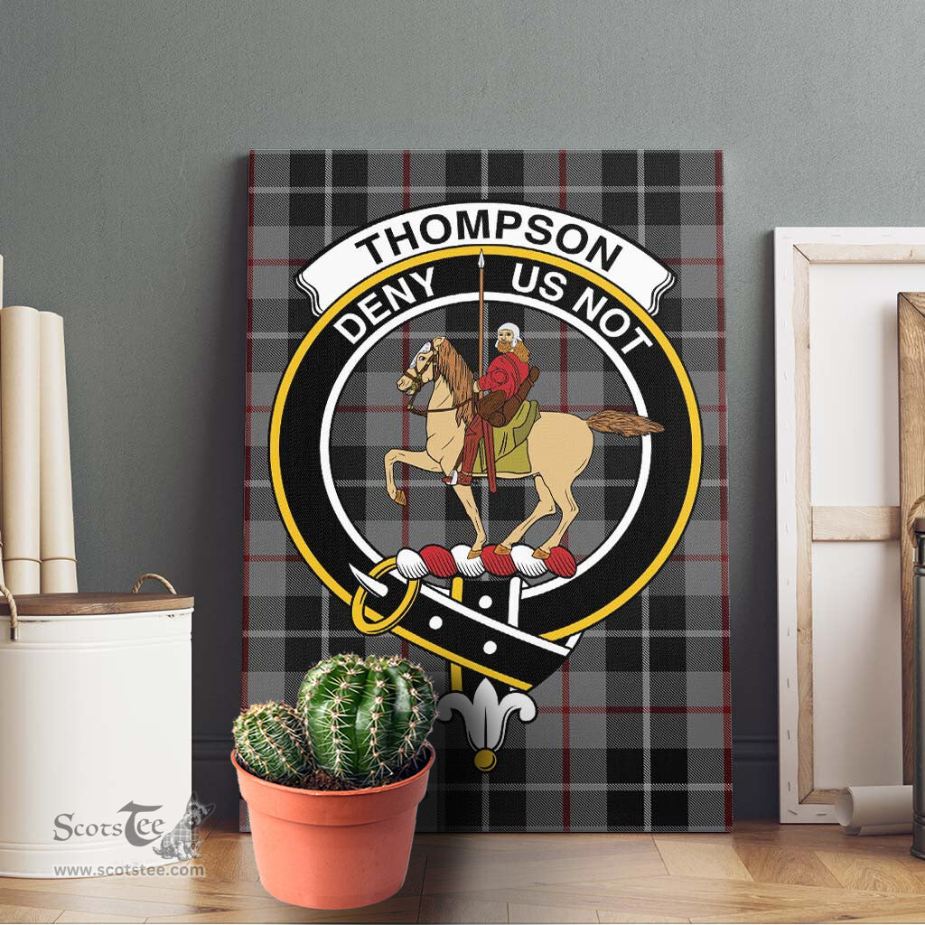 ScotsTee Shop Scottish Thompson Society Grey Clan Crest Tartan Framed Canvas Print Wall Art