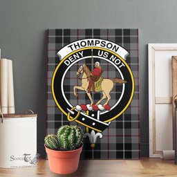 ScotsTee Shop Scottish Thompson Society Grey Clan Crest Tartan Framed Canvas Print Wall Art