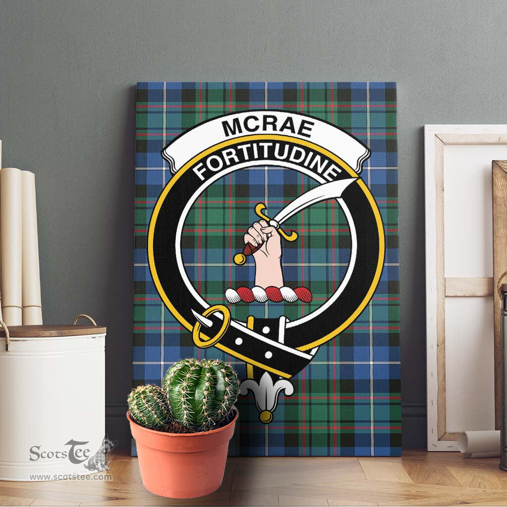ScotsTee Shop Scottish McRae Hunting Ancient Clan Crest Tartan Framed Canvas Print Wall Art