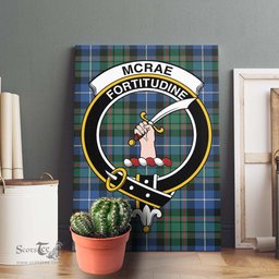 ScotsTee Shop Scottish McRae Hunting Ancient Clan Crest Tartan Framed Canvas Print Wall Art