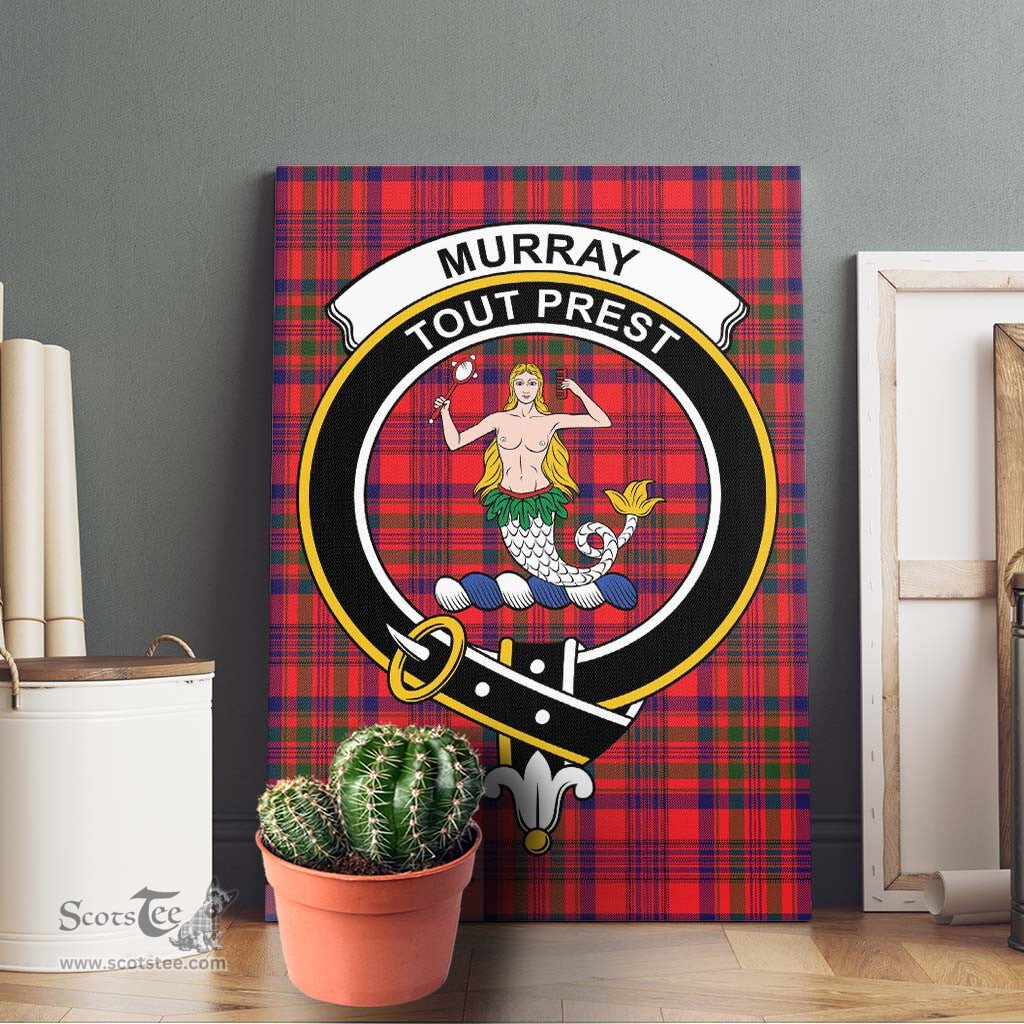 ScotsTee Shop Scottish Murray of Tulloch Modern Clan Crest Tartan Framed Canvas Print Wall Art