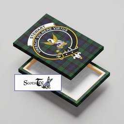 ScotsTee Shop Scottish Stewart Old Clan Crest Tartan Framed Canvas Print Wall Art