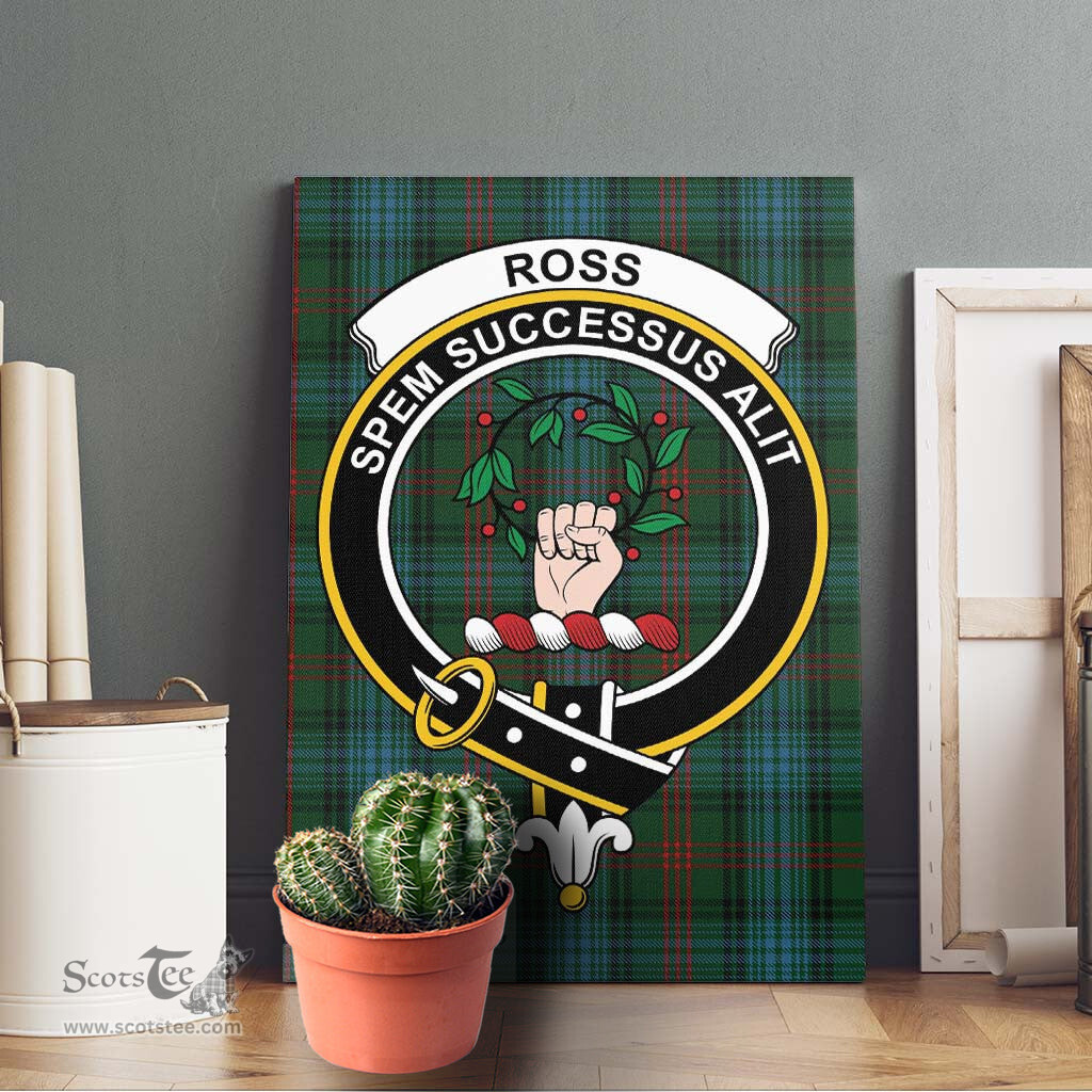 ScotsTee Shop Scottish Ross Hunting Clan Crest Tartan Framed Canvas Print Wall Art