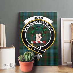 ScotsTee Shop Scottish Ross Hunting Clan Crest Tartan Framed Canvas Print Wall Art