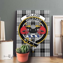 ScotsTee Shop Scottish McLeod Black and White Clan Crest Tartan Framed Canvas Print Wall Art