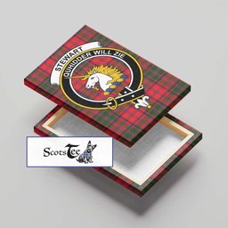 ScotsTee Shop Scottish Stewart of Appin Modern Clan Crest Tartan Framed Canvas Print Wall Art