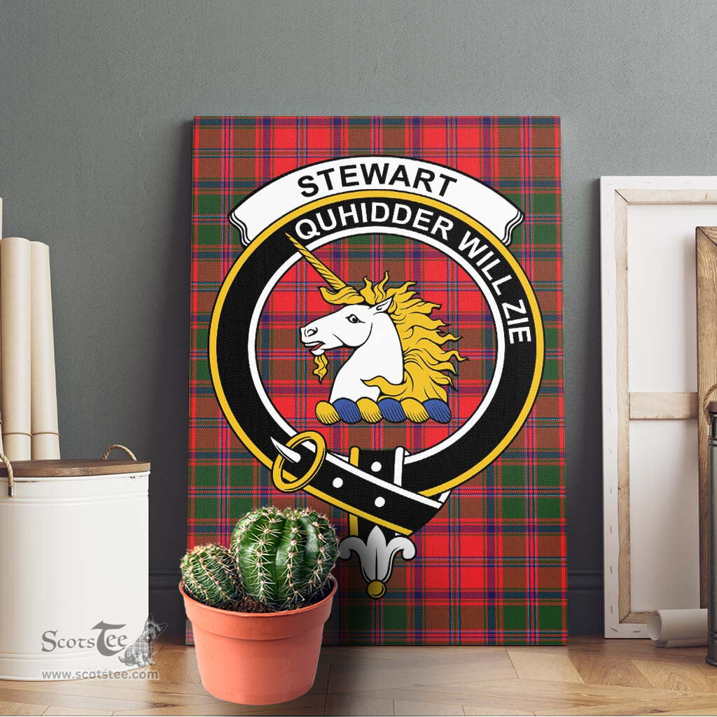 ScotsTee Shop Scottish Stewart of Appin Modern Clan Crest Tartan Framed Canvas Print Wall Art