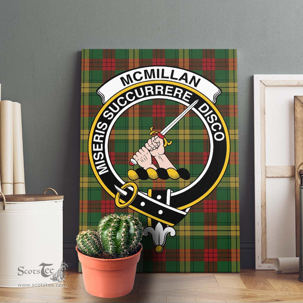 ScotsTee Shop Scottish McMillan Society of Glasgow Clan Crest Tartan Framed Canvas Print Wall Art