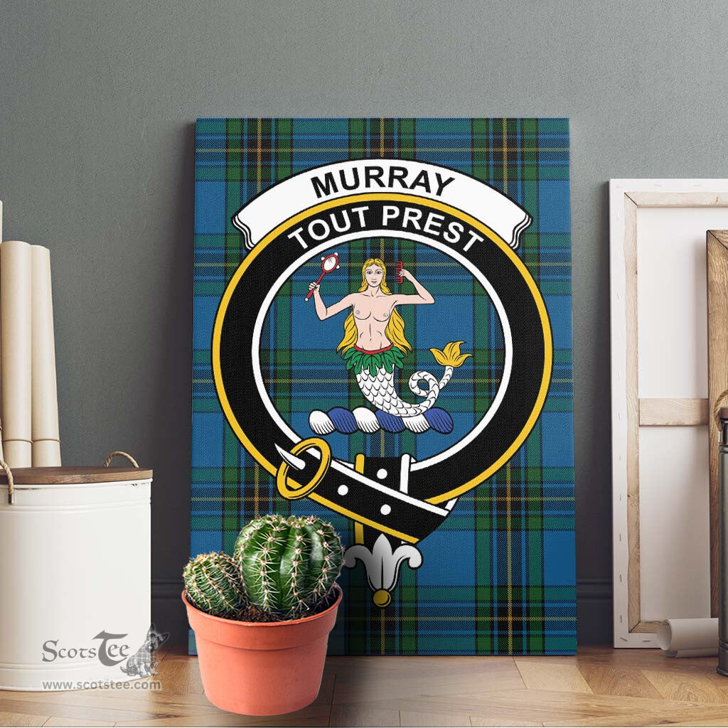 ScotsTee Shop Scottish Murray of Elibank Clan Crest Tartan Framed Canvas Print Wall Art