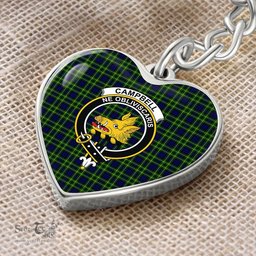 ScotsTee Shop Scottish Campbell of Breadalbane Modern Clan Crest Tartan Keychain Heart Shape
