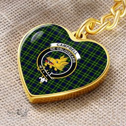ScotsTee Shop Scottish Campbell of Breadalbane Modern Clan Crest Tartan Keychain Heart Shape