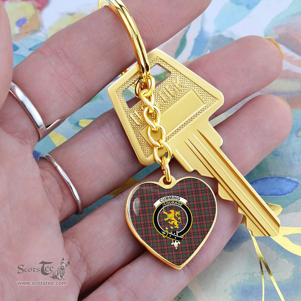 ScotsTee Shop Scottish Cumming Hunting Modern Clan Crest Tartan Keychain Heart Shape