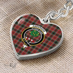 ScotsTee Shop Scottish Anderson of Arbrake Clan Crest Tartan Keychain Heart Shape