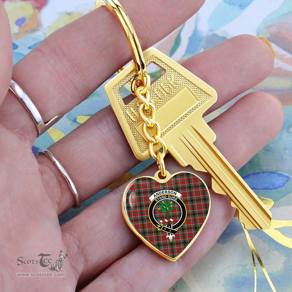 ScotsTee Shop Scottish Anderson of Arbrake Clan Crest Tartan Keychain Heart Shape