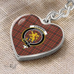 ScotsTee Shop Scottish Cumming Hunting Weathered Clan Crest Tartan Keychain Heart Shape
