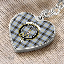 ScotsTee Shop Scottish Bell of the Borders Clan Crest Tartan Keychain Heart Shape