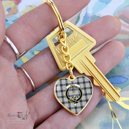 ScotsTee Shop Scottish Bell of the Borders Clan Crest Tartan Keychain Heart Shape