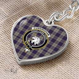 ScotsTee Shop Scottish Cunningham Dress Blue Dancers Clan Crest Tartan Keychain Heart Shape