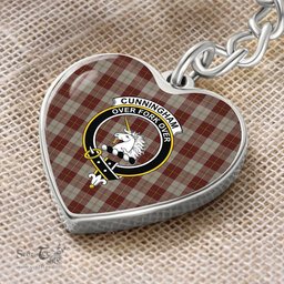 ScotsTee Shop Scottish Cunningham Burgundy Dancers Clan Crest Tartan Keychain Heart Shape