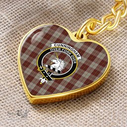 ScotsTee Shop Scottish Cunningham Burgundy Dancers Clan Crest Tartan Keychain Heart Shape