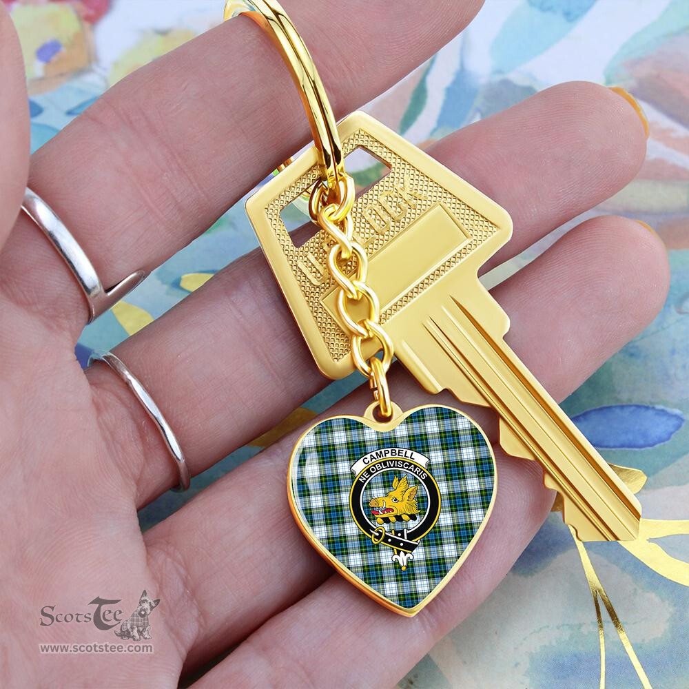 ScotsTee Shop Scottish Campbell Dress Ancient Clan Crest Tartan Keychain Heart Shape