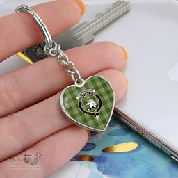 ScotsTee Shop Scottish Cunningham Dress Green Dancers Clan Crest Tartan Keychain Heart Shape