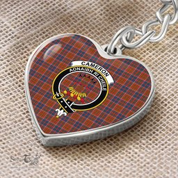 ScotsTee Shop Scottish Cameron of Lochiel Ancient Clan Crest Tartan Keychain Heart Shape