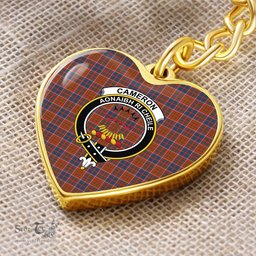 ScotsTee Shop Scottish Cameron of Lochiel Ancient Clan Crest Tartan Keychain Heart Shape