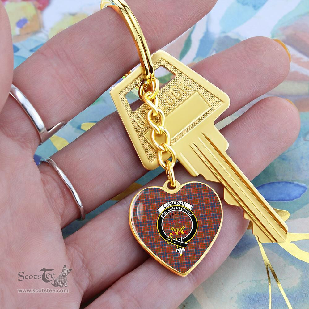 ScotsTee Shop Scottish Cameron of Lochiel Ancient Clan Crest Tartan Keychain Heart Shape