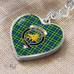 ScotsTee Shop Scottish Campbell of Breadalbane Ancient Clan Crest Tartan Keychain Heart Shape