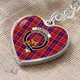ScotsTee Shop Scottish Cameron of Lochiel Modern Clan Crest Tartan Keychain Heart Shape