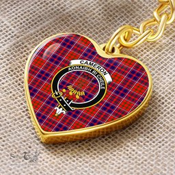 ScotsTee Shop Scottish Cameron of Lochiel Modern Clan Crest Tartan Keychain Heart Shape