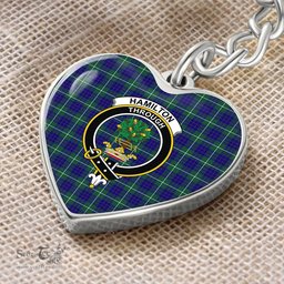 ScotsTee Shop Scottish Hamilton Hunting Modern Clan Crest Tartan Keychain Heart Shape