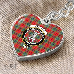 ScotsTee Shop Scottish MacLean of Duart Modern Clan Crest Tartan Keychain Heart Shape