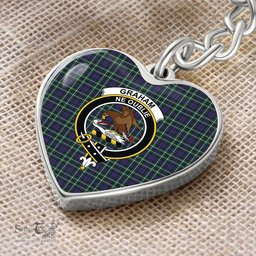 ScotsTee Shop Scottish Graham of Montrose Modern Clan Crest Tartan Keychain Heart Shape