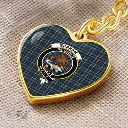 ScotsTee Shop Scottish Graham of Montrose Modern Clan Crest Tartan Keychain Heart Shape