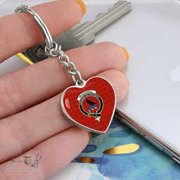 ScotsTee Shop Scottish MacDonnell of Keppoch Modern Clan Crest Tartan Keychain Heart Shape