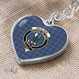 ScotsTee Shop Scottish MacLaine of Loch Buie Clan Crest Tartan Keychain Heart Shape
