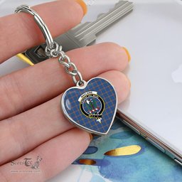 ScotsTee Shop Scottish MacLaine of Loch Buie Clan Crest Tartan Keychain Heart Shape