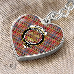 ScotsTee Shop Scottish Drummond of Strathallan Clan Crest Tartan Keychain Heart Shape