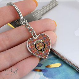 ScotsTee Shop Scottish Drummond of Strathallan Clan Crest Tartan Keychain Heart Shape