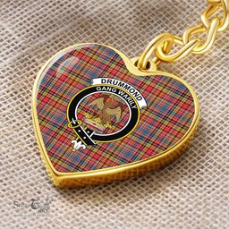 ScotsTee Shop Scottish Drummond of Strathallan Clan Crest Tartan Keychain Heart Shape