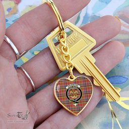 ScotsTee Shop Scottish Drummond of Strathallan Clan Crest Tartan Keychain Heart Shape